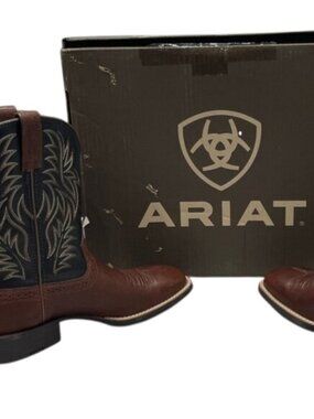 NEW ARIAT Men’s Sport Western Cowboy Boots – Wide Square Toe, Brown, Size 7.5D